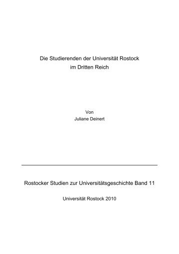 Die Studierenden der Universität Rostock im Dritten Reich ...