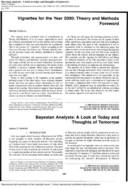 Bayesian analysis: A look at today and thoughts of tomorrow