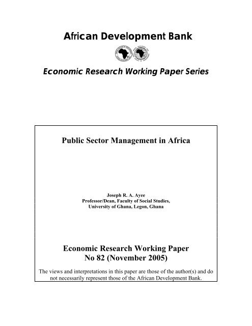 Public Sector Management in Africa - African Development Bank