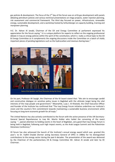 Iraq Energy Institute Holds its Annual Energy Forum in Baghdad