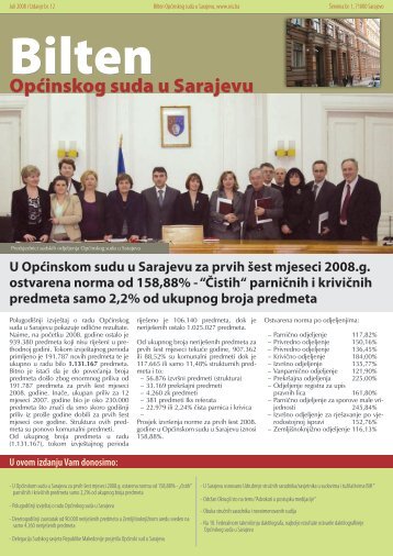 OpÄinskog suda u Sarajevu OpÄinskog suda u Sarajevu