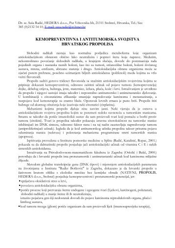 kemopreventivna i antitumorska svojstva hrvatskog propolisa