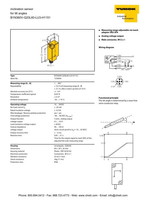 TURCK Single Axis Inclinometer Sensor For Angular Tilt Detection