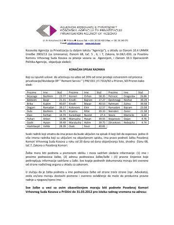 08.03.2012 31.03.2012DP Remont Servisi PrizrenOtvori PDF