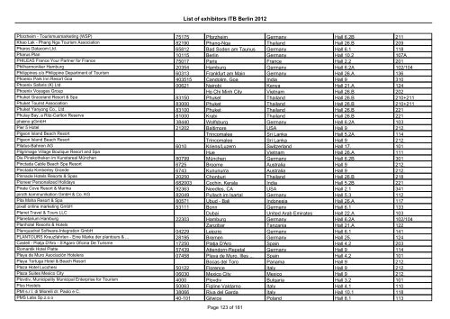 List of exhibitors ITB Berlin 2012 - ExhibitionsNow