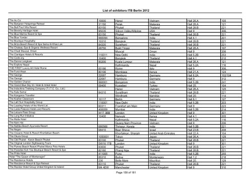 List of exhibitors ITB Berlin 2012 - ExhibitionsNow