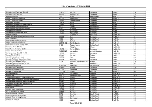 List of exhibitors ITB Berlin 2012 - ExhibitionsNow