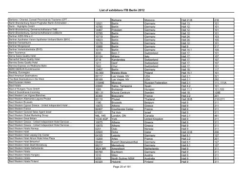 List of exhibitors ITB Berlin 2012 - ExhibitionsNow