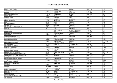 List of exhibitors ITB Berlin 2012 - ExhibitionsNow