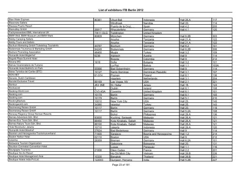 List of exhibitors ITB Berlin 2012 - ExhibitionsNow