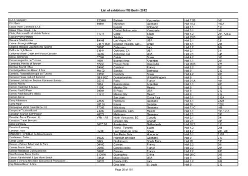 List of exhibitors ITB Berlin 2012 - ExhibitionsNow