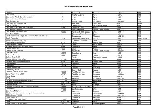 List of exhibitors ITB Berlin 2012 - ExhibitionsNow