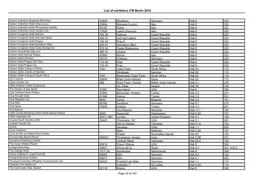 List of exhibitors ITB Berlin 2012 - ExhibitionsNow