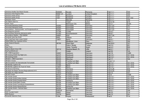 List of exhibitors ITB Berlin 2012 - ExhibitionsNow