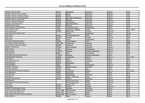 List of exhibitors ITB Berlin 2012 - ExhibitionsNow