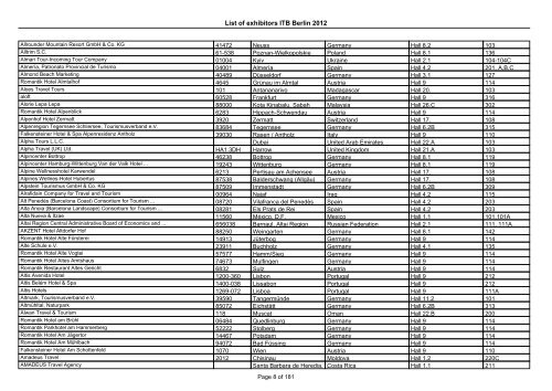 List of exhibitors ITB Berlin 2012 - ExhibitionsNow