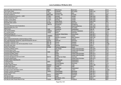 List of exhibitors ITB Berlin 2012 - ExhibitionsNow