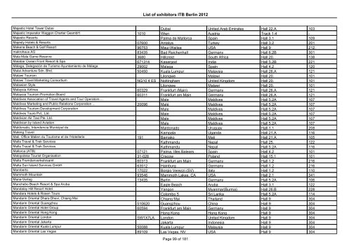 List of exhibitors ITB Berlin 2012 - ExhibitionsNow