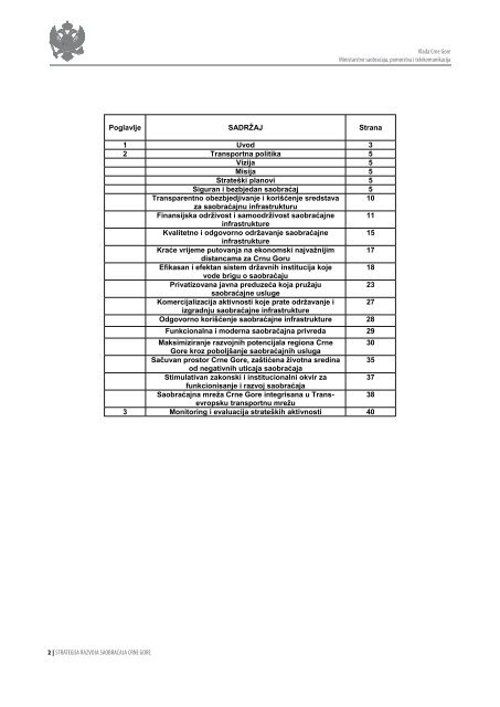 STRATEGIJA RAZVOJA SAOBRAÄAJA CRNE GORE - clt.org.me