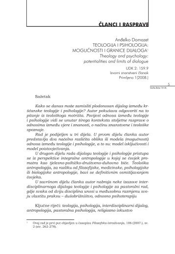 moguÄnosti i granice dijaloga Theology and psychology