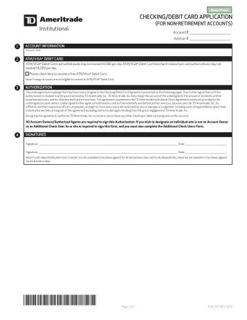 TD Ameritrade Checking Debit Card Application - AdvisorFlex