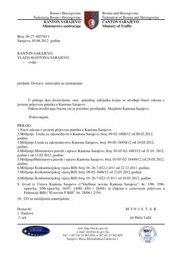 Zakon o javnom prevozu.pdf - Vlada Kantona Sarajevo