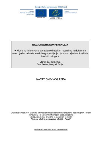 Agenda konferencije - Stalna konferencija gradova i opÅ¡tina