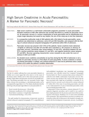 High Serum Creatinine in Acute Pancreatitis: A Marker for - Algk