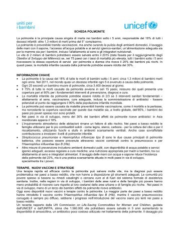 Per ulteriori infermazioni scarica la scheda informativa ... - Unicef