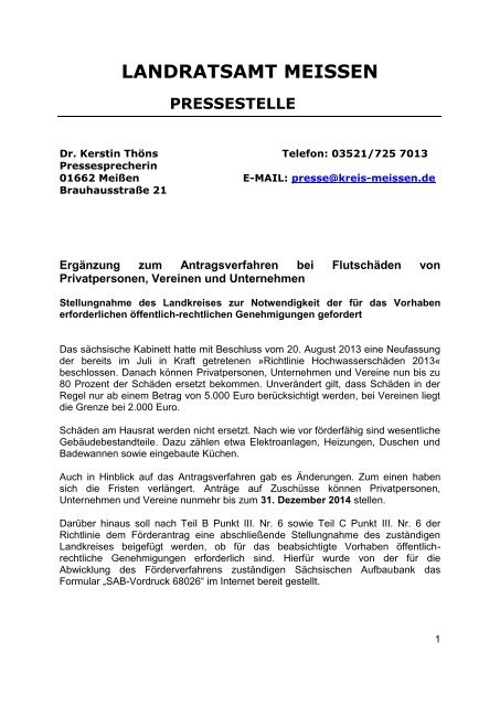 Pressemitteilung Antragsverfahren [Download ... - Landkreis MeiÃen