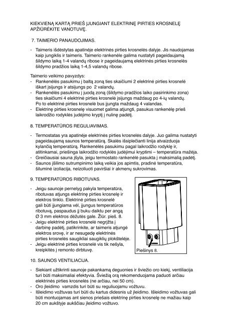 MONTAVIMO IR EKSPLOATACIJOS INSTRUKCIJA