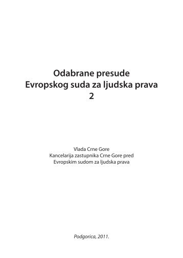 Odabrane presude Evropskog suda za ljudska ... - Sudovi Crne Gore