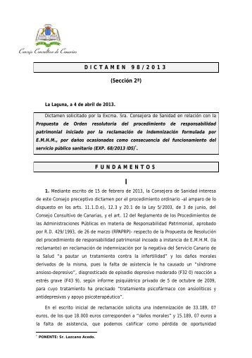 Dictamen 98/2013, solicitado por la Excma. Sra. Consejera de ...