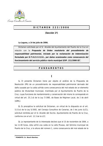 Dictamen 222/2006, solicitado por el Sr. Alcalde del Ayuntamiento ...