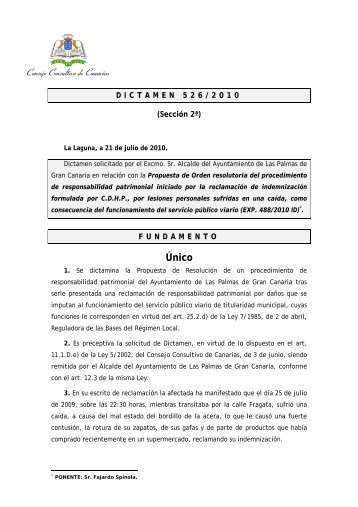 Dictamen 526/2010, solicitado por el Excmo. Sr. Alcalde del ...