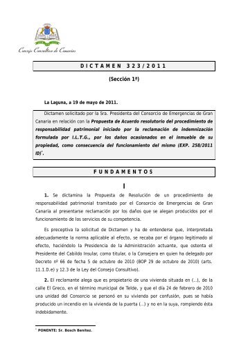 Dictamen 323/2011, solicitado por la Sra. Presidenta del Consorcio ...