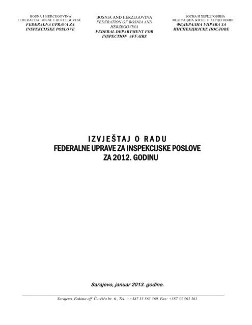 BOSNA I HERCEGOVINA - Federalna uprava za inspekcijske poslove