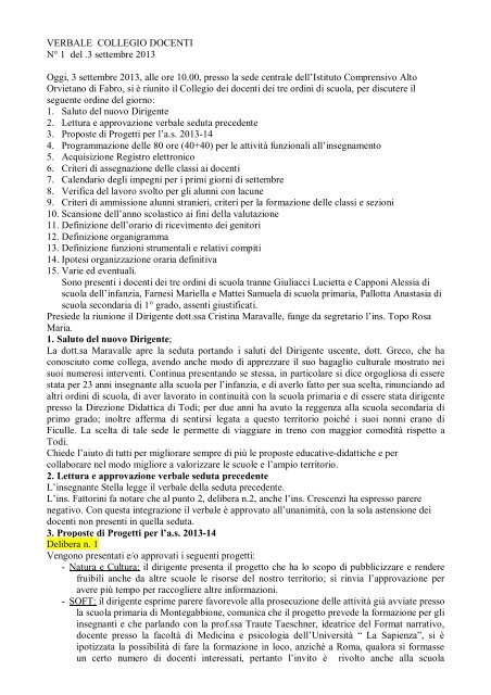 Verbale Collegio dei docenti del 3 settembre 2013 - Istituto ...