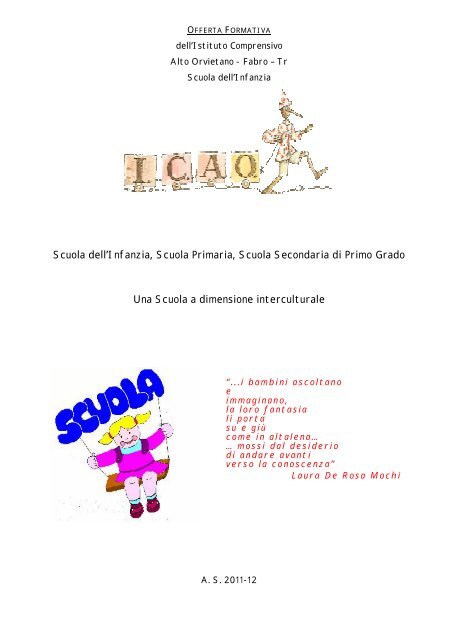 Scuola dell'Infanzia, Scuola Primaria, Scuola Secondaria di Primo ...