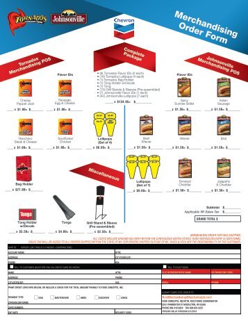 Merchandising Order Form