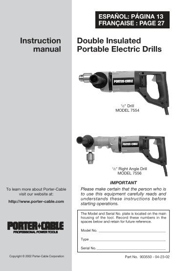 Double Insulated Portable Electric Drills Instruction manual