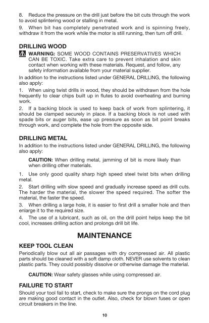 Double Insulated Portable Electric Drills Instruction manual