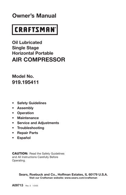 Owner's Manual AIR COMPRESSOR