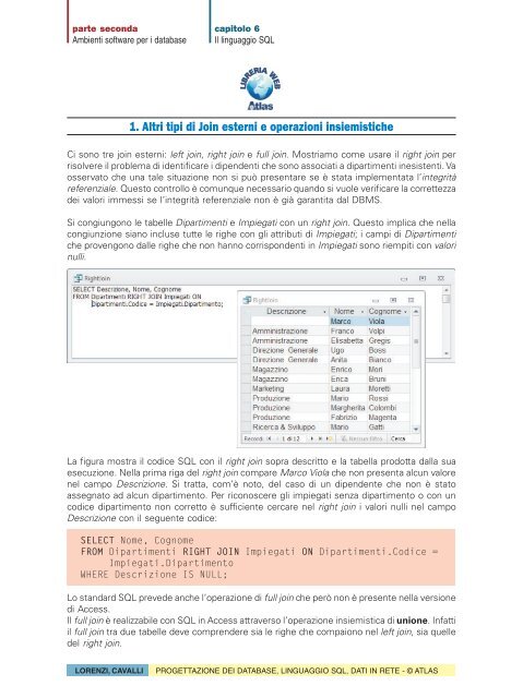 1. Altri tipi di Join esterni e operazioni insiemistiche - lorenzi.info