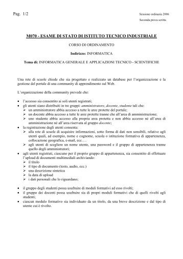 Pag. 1/2 M070 - ESAME DI STATO DI ISTITUTO ... - La Repubblica