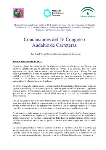 Conclusiones del IV Congreso Andaluz de Carreteras - AsociaciÃ³n ...