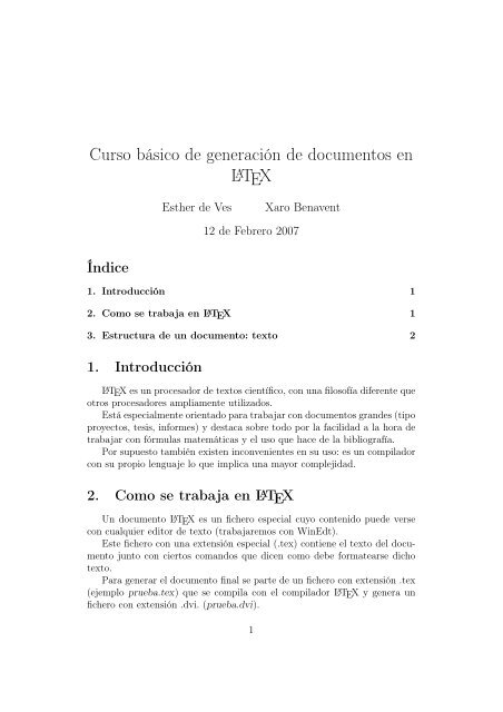 Curso básico de generación de documentos en LATEX