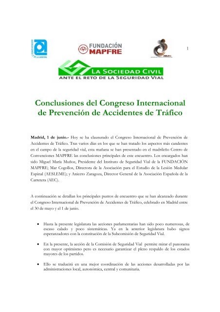 conclusiones - AsociaciÃ³n EspaÃ±ola de la Carretera