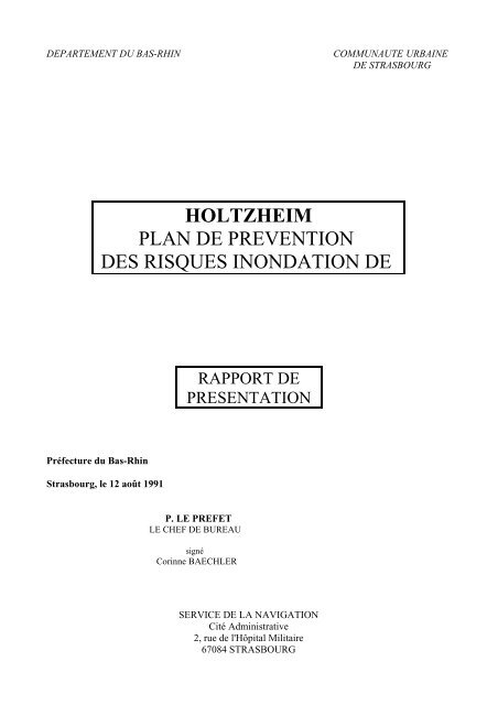 Rapport de présentation PERI CUS Holtzheim - Préfecture de la ...