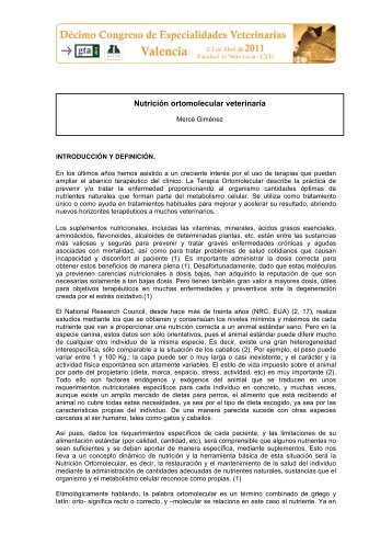 NutriciÃ³n ortomolecular veterinaria - Avepa